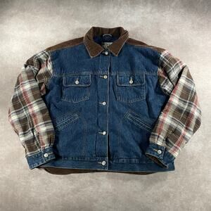 90’s Arizona Jean Company Western Casual Corduroy Denim Plaid Trucker Jacket